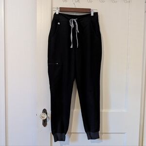 Figs Scrubs Small Petite Black High Waisted Zamora Joggers SP